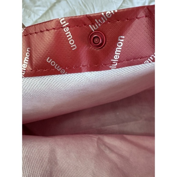 Lululemon Reusable Shopping Gift Bag Tote Yoga Logo 21"x 15 Red Silver New - Picture 7 of 7